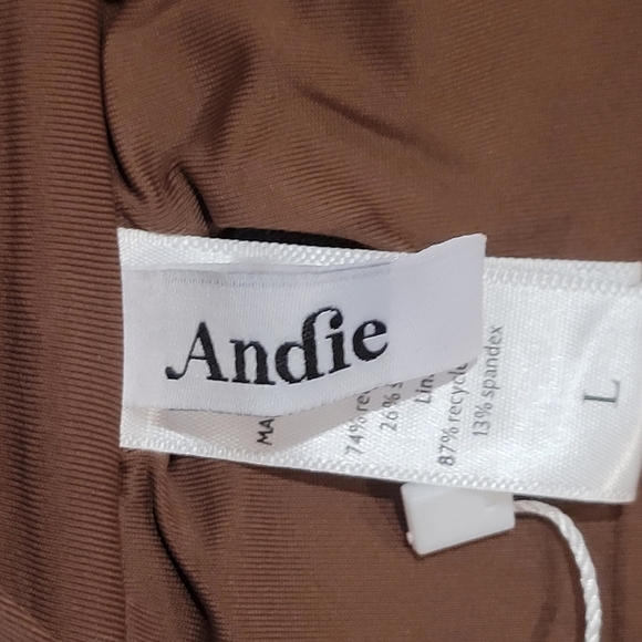 Andie Swim Espresso Brown Bandeau Padded Scala bikini top size L NWT - Picture 5 of 10